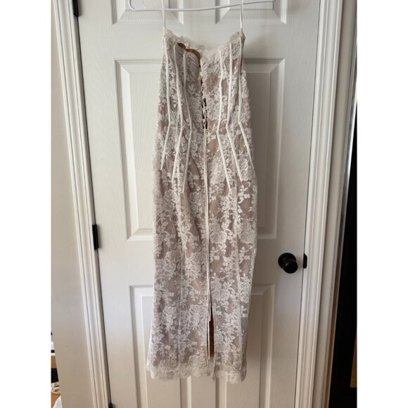 V. Chapman Capulet Strapless Corset Chantilly Lace Midi Dress *Hemmed* Size 8 - Picture 3 of 10